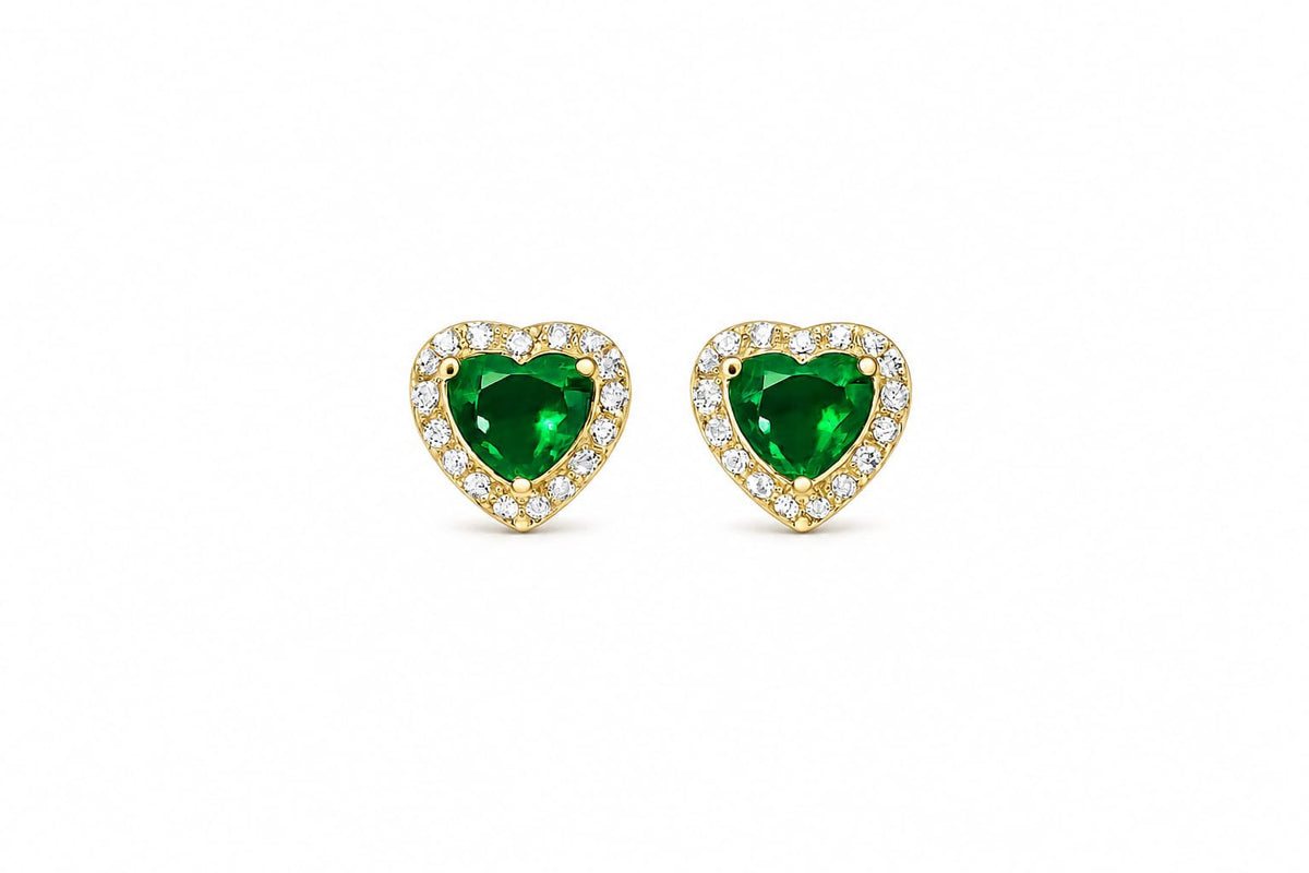 Broquel corazón circonia verde 10k